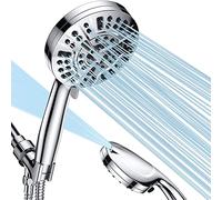 LULUMAIC Ordinateur Poche, générique, Pommes Haute Pression 10 Modes pulvérisation, Eau Universelle économique Grande Pomme Douche avec Tuyau, Buses de Silicone Anti-Limes, Chrome