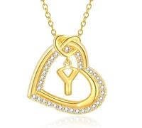 LULUMAIC Personnalisez Le Collier de Pendentif Coeur Initial avec étincelant pour Les Femmes et Les Couples décontractés
