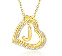 LULUMAIC Personnalisez Le Collier de Pendentif Coeur Initial avec étincelant pour Les Femmes et Les Couples décontractés