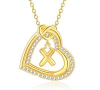 LULUMAIC Personnalisez Le Collier de Pendentif Coeur Initial avec étincelant pour Les Femmes et Les Couples décontractés