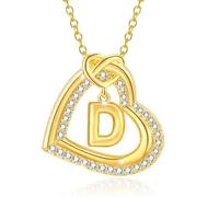 LULUMAIC Personnalisez Le Collier de Pendentif Coeur Initial avec étincelant pour Les Femmes et Les Couples décontractés