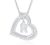 LULUMAIC Personnalisez Le Collier de Pendentif Coeur Initial avec étincelant pour Les Femmes et Les Couples décontractés