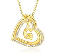 LULUMAIC Personnalisez Le Collier de Pendentif Coeur Initial avec étincelant pour Les Femmes et Les Couples décontractés