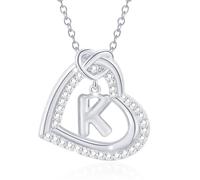 LULUMAIC Personnalisez Le Collier de Pendentif Coeur Initial avec étincelant pour Les Femmes et Les Couples décontractés