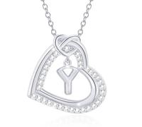 LULUMAIC Personnalisez Le Collier de Pendentif Coeur Initial avec étincelant pour Les Femmes et Les Couples décontractés