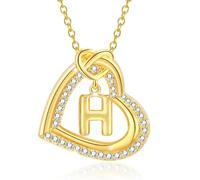 LULUMAIC Personnalisez Le Collier de Pendentif Coeur Initial avec étincelant pour Les Femmes et Les Couples décontractés