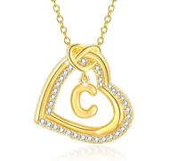 LULUMAIC Personnalisez Le Collier de Pendentif Coeur Initial avec étincelant pour Les Femmes et Les Couples décontractés
