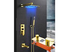 LULUMAIC Robinets de Douche numérique Ensemble de Douche LED tête de Douche à 3 Voies à 3 Voies Bouchette de Baignoire de Baignoire à Robinet, Jeu Complet de 8 Pouces