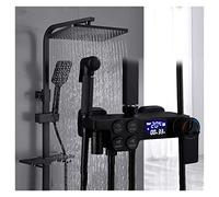 LULUMAIC Salle de Bain Maison Noire de Douche de Douche Intelligente thermostatique pressurisée à Grande tête de tête (Couleur: Thermostat Rond 4)