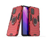 LuluMain Compatible avec Xiaomi Mi 10 Lite 5G Coque, Anneau de Support Téléphone Voiture Magnétique Bague 360 Étui de Protection (Rouge)