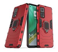 LuluMain Compatible avec Xiaomi Mi 10T, Xiaomi Mi 10 T Pro Coque, Anneau de Support Téléphone Voiture Magnétique Bague 360 Étui de Protection (Rouge)