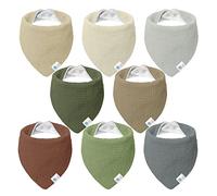 lulumoon Bavoir en Mousseline pour Bébé : Foulard Triangulaire pour Bébé Fille et Garçon, 100% Coton (A-Forest)