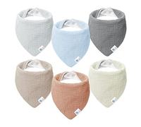 lulumoon Bavoirs bébé écharpe triangulaire bébé mousseline foulard bébé garçon et fille (6 pièces, étoile)