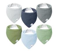 lulumoon Bavoirs bébé écharpe triangulaire bébé mousseline foulard bébé garçon et fille (6 pièces, rivière)