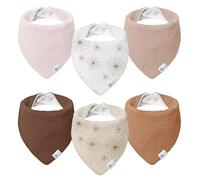 lulumoon Bavoirs Bébé pour Nouveau-nés: 100% Mousseline Haute Absorbance Coton Bavoir bandana bebe pour Garçons et Filles (6 pièces, Pâquerettes)