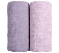 lulumoon Bébé Couvertures d'Emmaillotage - Couverture d'emmaillotement en Coton Couverture de réception Douce pour bébé Neutre 2Pack (Violet)