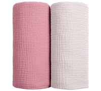 lulumoon Bébé Couvertures d'Emmaillotage - Couverture d'emmaillotement en Coton Couverture de réception Douce pour bébé Neutre 2Pack (Rose)