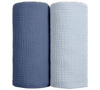 lulumoon Bébé Couvertures d'Emmaillotage - Couverture d'emmaillotement en Coton Couverture de réception Douce pour bébé Neutre 2Pack (Marine)