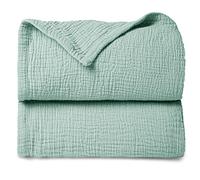 Lulu moon Couverture en Mousseline Bébé - Couverture Respirante Bébé Nouveau-né, Couverture Rampante Douce, Couvertures en Mousseline pour Tout-Petits Filles Garçons 120x120cm (Bleu)