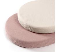 lulumoon Drap-housse universel en mousseline pour berceau rectangulaire, sablier ou ovale (sable et crème)