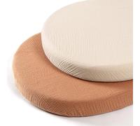 lulumoon Draps de berceau en mousseline de coton neutre pour garçons et filles - Drap-housse pour berceau ovale rectangulaire ou sablier (beige et caramel)
