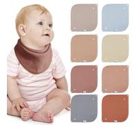 Lulu moon Bavoirs Bébé 100% Coton Mousseline avec Bouton Réglable, Bavoir en Coton Doux Absorbant Hypoallergénique pour Garçon Fille (Lac, 8 Pièces)