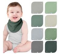 Lulu moon Bavoirs Bébé 100% Coton Mousseline avec Bouton Réglable, Bavoir en Coton Doux Absorbant Hypoallergénique pour Garçon Fille (Terre, 8 Pièces)