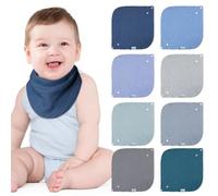 Lulu moon Bavoirs Bébé 100% Coton Mousseline avec Bouton Réglable, Bavoir en Coton Doux Absorbant Hypoallergénique pour Garçon Fille (océan, 8 Pièces)