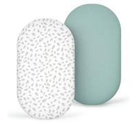 lulumoon Lot de 2 draps-housses en mousseline 90 x 40 cm pour poussette, lit d'appoint et berceau, 100 % coton, motif arbre vert