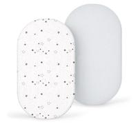 lulumoon Lot de 2 draps-housses en mousseline de coton 90 x 40 cm pour poussette, berceau, housse de matelas pour lit de bébé et lit d'appoint (étoile grise)