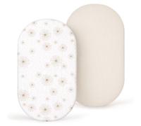 lulumoon Lot de 2 draps-housses en mousseline de coton pour lit d'appoint, poussette, housse de matelas pour 35 x 75 cm, 41 x 81 cm, 40 x 90 cm, lits de bébé, berceaux (marguerites blanches)