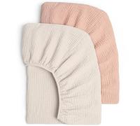 lulumoon Lot de 2 draps-housses en mousseline de coton pour lit de bébé et lit d'enfant - 60 x 120 cm / 70 x 140 cm - Pour lit de voyage, lit d'appoint