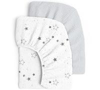 lulumoon Lot de 2 draps-housses en mousseline de coton pour lit de bébé et lit d'enfant - 60 x 120 cm / 70 x 140 cm - Pour lit de voyage, lit d'appoint