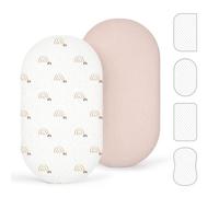 lulumoon Lot de 2 draps-housses en mousseline pour bébé - 40 x 90 cm - Pour berceau et lit d'appoint - Coton Oeko-Tex respirant - Convient pour berceau bébé Roba