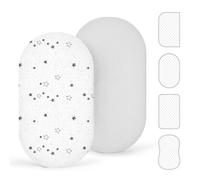 lulumoon Lot de 2 draps-housses en mousseline pour bébé - 40 x 90 cm - Pour berceau et lit d'appoint - Coton Oeko-Tex respirant - Convient pour berceau bébé Roba