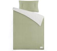 lulumoon Parure de lit pour enfant 100 x 135 cm : housse de couette 100 x 135 cm et taie d'oreiller 40 x 60 cm, en coton Oeko-Tex Standard - Parure de lit légère et confortable pour enfants (vert
