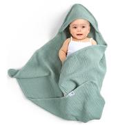 lulumoon Serviette de Bain Bebe: 76x76cm Mousseline de Coton Cape de Bain Bebe-Douce et Absorbante, Garde Bébé au Chaud Après Le Bain-Convient pour 0-18 Mois(Vert)