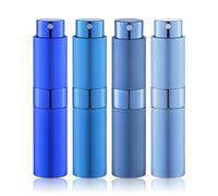 Lulupack 8ml Atomiseur de Parfum,Flacon Pulvérisateur d'eau de Cologne,Atomiseur Portable Rechargeable (4pcs, Séries Bleues)