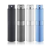 Lulupack 8ml Atomiseur de Parfum,Flacon Pulvérisateur d'eau de Cologne,Atomiseur Portable Rechargeable (4pcs, Séries Noir et Bleu)
