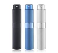 Lulupack Atomiseur de Parfum 10ml, Flacon Pulvérisateur de Voyage Pour Eau de Cologne, Pulvérisateur Portable Rechargeable(3pcs,Noir Argent Bleu)