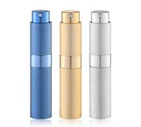 Lulupack Atomiseur de Parfum 10ml, Flacon Pulvérisateur de Voyage Pour Eau de Cologne, Pulvérisateur Portable Rechargeable(3pcs,Or Argent Bleu)
