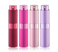 Lulupack Atomiseur de Parfum Rechargeable 8 ml, Lot de 4 Vaporisateurs de Voyage en Aluminium et Verre, Flacon Spray Portable pour Parfum, Eau de Cologne, Brume, Sac, Bureau et Déplacements Rouge
