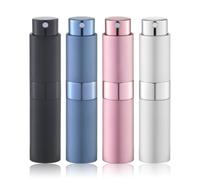 Lulupack Atomiseur de Parfum Rechargeable 8 ml, Lot de 4 Vaporisateurs de Voyage en Aluminium et Verre, Flacon Spray Portable pour Parfum, Eau de Cologne, Brume, Sac, Bureau et Déplacements Argenté