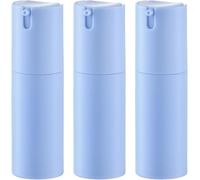 Lulupack Lot de 3 Flacons Pompe Airless Rechargeables, Bouteilles Cosmétiques de Voyage pour Crème, Lotion, Sérum, Fond de Teint, Shampoing et Gel Douche, Flacons Vides Réutilisables Bleu Mat