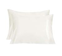 LULUSILK Taie d'oreiller en 100% Soie Naturelle au 16 Mommes Prend Soin de Votre Peau et Antichute de Cheveux avec la Fermeture éclair Invisible, 40 x 60 cm, Ivoire, 2 pièces