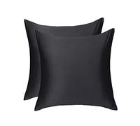 LULUSILK Taie d'oreiller en Soie Naturelle Noire 80 x 80 cm - 2 pièces