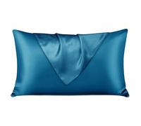 Lulusilk Taie d'oreiller pour cheveux et peau 100 % pure soie 19 Momme avec fermeture éclair cachée 1 unité 50 x 70 cm Bleu roi