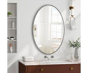 LULUWA Miroir Mural en Fer Art Ovale Rétro Effet Antique Convient pour Salle de Bain Chambre Salon