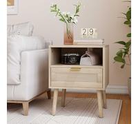 LULUWA Table de chevet bohème avec étagère ouverte, table de chevet médiévale moderne avec poignée dorée 45 x 40 x 55 cm, 1 pièce