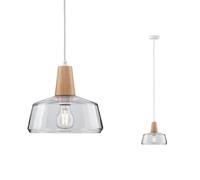 Lum En Susp Neordic Yva Max1x20w E27 Clair/Bois 230v Verre/Bois